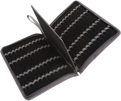 Fountain Roller Ball Pen Case Holder PU Leather Bag for 48 Pens Color Black