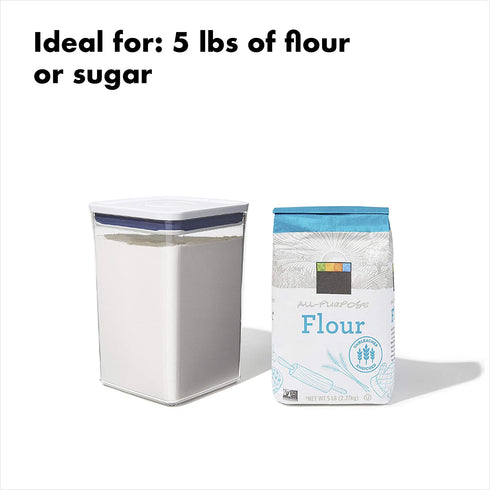 OXO Good Grips POP Container Airtight 4.4 Qt for Flour and More Food Storage, Square, Clear