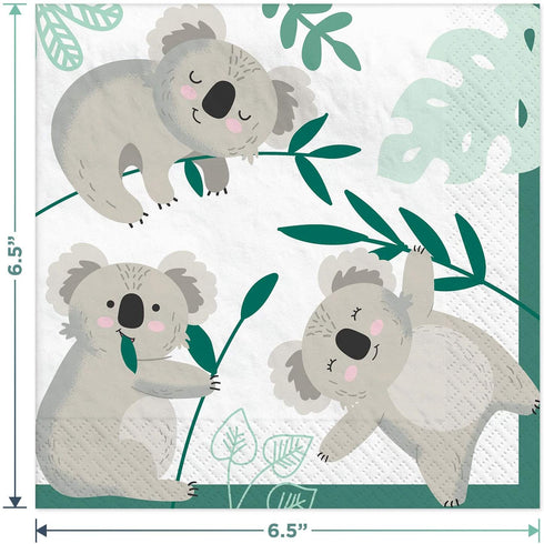 Koala Bear Shaped Paper Dinner Plates and Lunch Napkins (Serves 16)