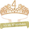 4th Birthday Gifts for Girl, 4th Birthday Tiara and Sash, 4th Birthday Decorations for Girl, 4th Birthday Crown and Sash for Girl, Birthday Crowns for Girl 4, Birthday Gifts for 4-Year-old Girl