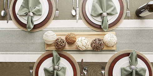 DII Dobby Stripe Woven Table Runner, 13x108-inch, Artichoke Green