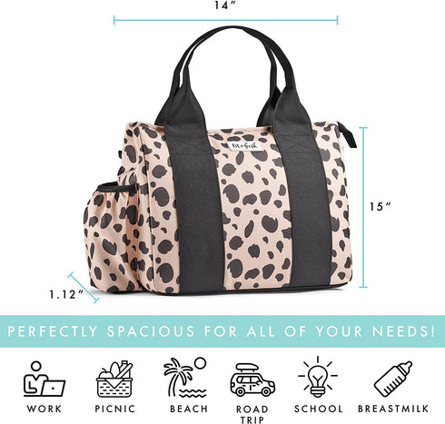 Fit + Fresh Sanibel Insulated Lunch Bag, Lunch Bag for Women Includes 2 Food Containers, Reusable Lunch Box, Perfect for Work, School, Beach & More, Cheetah