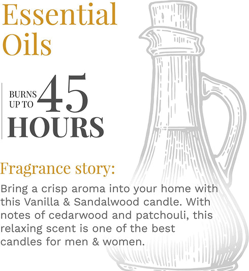 Essential Elements by Candle-lite Scented Candles, Vanilla & Sandalwood Fragrance, One 14.75 oz. Three-Wick Aromatherapy Candle with 45 Hours of Burn Time, Off-White Color