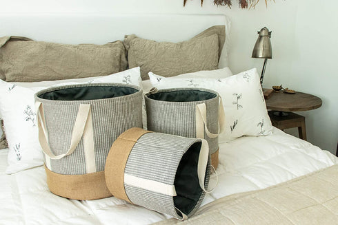 East Earth Storage Basket, the perfect Toy Storage, blanket, throw pillow or Laundry bin (light grey)