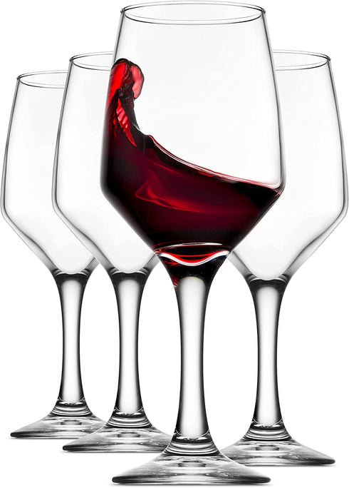 Godinger Wine Glasses, Italian Made Stemmed Wine Glass, Drinking Glasses, Red Wine Glasses - 15oz, Set of 4