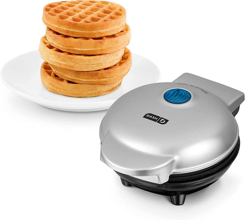 DASH DMW001SL Mini Maker for Individual Waffles, Hash Browns, Keto Chaffles with Easy to Clean, Non-Stick Surfaces, 4 Inch, Silver