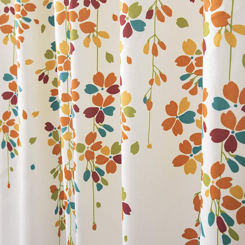 Lush Decor Weeping Flower Shower Curtain-Fabric Floral Vine Print Design, x 72, Turquoise and Tangerine, Turquoise & Tangerine