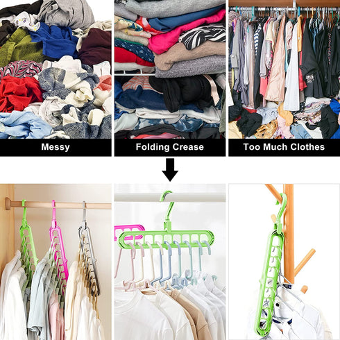 Closet Organizers and Storage,6 Pack Sturdy Hangers for Closet Organizer,Dorm Room Essentials,Closet Storage,Smart Closet Organization,Magic Space Saving Hanger With 9-Holes for Wardrobe Heavy Clothes