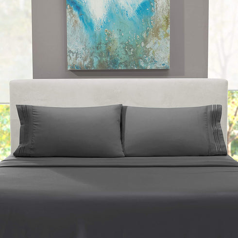 Nestl Queen Sheets Set - 4 Piece Bed Sheets for Queen Size Bed, Double Brushed Queen Size Sheets, Hotel Luxury Grey Sheets, Extra Soft Bedding Sheets & Pillowcases