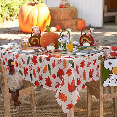 Thanksgiving Tablecloth, Autumn Maple Leaf Table Cloth, Fall Harvest Leaves Tablecloths, Waterproof Spillproof Table Cover for Dinner Kitchen Party Holiday Decoration, Rectangle 60 x 84 Inch