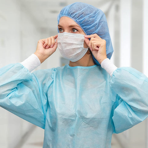 Luosh Disposable 3 Ply Face Masks ASTM Level 3 Made in USA ISO7 Cleanroom 100% American Made Material 50 pack (10 Individually Sealed 5 packs) No Skin Breakout No Chemicals No Odor White