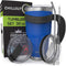 Stainless Steel Travel Mug with Handle 30 oz - 6 Piece Set. Tumbler with Handle, Straw, Cleaning Brush & 2 Lids. Double Wall Insulated Large Coffee Mug Bundle - Royal Blue Powder Coat Tumbler
