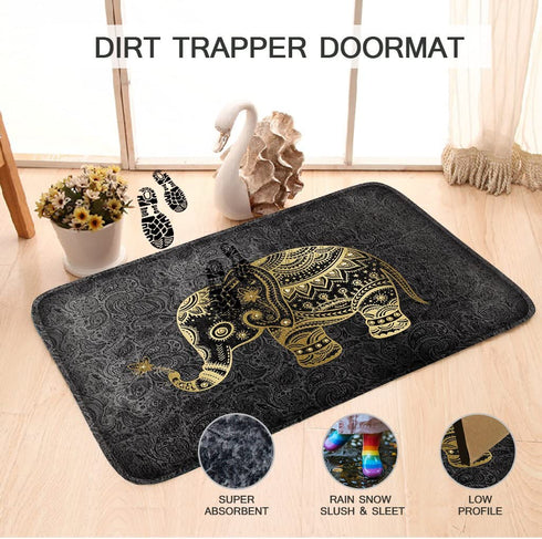 Goldwheat Bath Rugs Doormats Floor Mat Welcome Entrance Door Mat for Indoor Outdoor Non-Slip Washable Areas Shoe Rugs (Elephant)