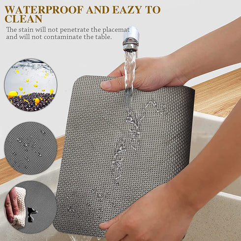 Placemats Set of 6, Placemat with Coasters Heat Stain Scratch Resistant Non-Slip Waterproof Oil-Proof Washable Wipeable Outdoor Indoor Place mats for Kitchen Dining Patio Table Kitchen Decor and Kids