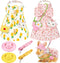 2 Sets Pet Rabbit Bunny Dress Bunny Easter Costume with Leash Hat Mini Bag Harness Leash Small Animals Accessory for Rabbit Hedgehog Ferret Guinea Pigs Piggies Squirrel (Pineapple and Cherry)