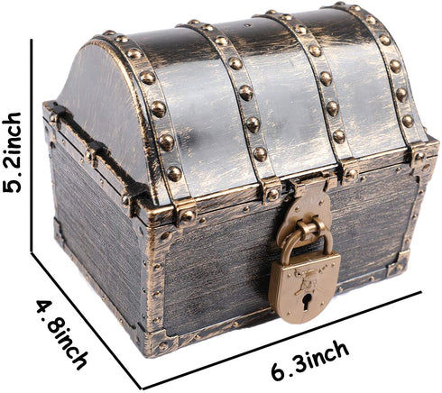 Leadtex Kids Pirate Treasure Chest Plastic Pirate Vintage Treasure Box,Bronze.