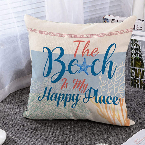 Hexagram Ocean Theme Summer Pillow Covers 18 x 18 Inch Set of 4 Blue Sea Turtle Beach Pattern Soft Linen Throw Pillow Cover Cushion Case for Couch Sofa Living Room Indoor Outdoor Home Decor