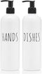 Soap Dispenser Bottles Farmhouse Decor Hands and Dishes 16 oz Plastic with Pump | Kitchen Sink, Bathroom| Rust Free and Shatter Proof | 2 Piece Reusable for Hand and Dish Liquid Soap