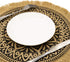 CAPASIN Boho Round Placemats Set of 4 Brown Dining Modern Dinner Braided Beige Table and Fall Circle Runner Kitchen Plate Mats Runners for White Place with Fringe Gold(Brown Tassel A)