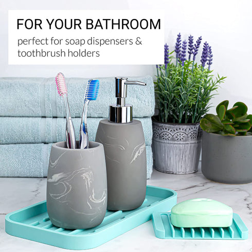 UHMER Silicone Sink Tray Set, Kitchen Sink Organizer Tray & Silicone Soap Dish 4-PACK, Multipurpose Turquoise Kitchen Sink Tray for Soap Bottles, Sponge Tray for Kitchen Sink, Kitchen Soap Tray