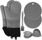 SD SENDAY Silicone Oven Mitts Baking Set, Extra Long 7Pcs Heat Resistant Non-Slip Cotton Lining Gloves with Mini Oven Gloves and Hot Pads Potholders & Brush for BBQ Kitchen Baking Cooking