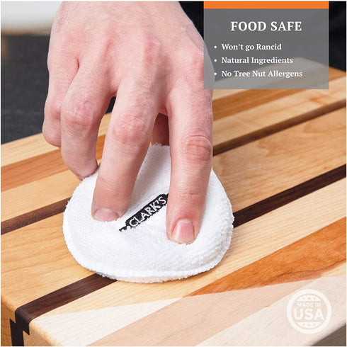 CLARK'S Cutting Board Finish Wax, Enriched with Lemon & Orange Oils ,Made with Natural Beeswax and Carnauba Wax,Butcher Block Wax, (6 ounces)