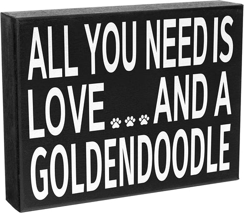 JennyGems All You Need Is Love and a Goldendoodle Sign, Goldendoodle Gift, Goldendoodle Decor, Goldendoodle Mom, Box Sign and Wall Hanging, American Made 8x6 Inches