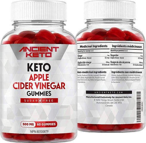 Sugar Free Keto ACV Gummies, Apple Cider Vinegar Gummy with The Mother, Sugarless, Cleanse & Detox, Healthy Weight, Immune Support, Gut Health, Vegan by Ancient Keto…