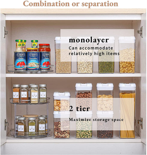 Acrylic Lazy Susan Organizer, 2 Tier Turntable for Cabinet,10.5 Inch Cleaning Supplies Organizer for Fridge Bathroom Sink Under and Storage Cabinets Kitchen Easy to Install or Separate
