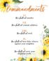 10 Commandments Wall Art - Fruit of The Spirit Wall Art - Ten Commandments Wall Decor - Christian Gift - Sunflower Decor - Family Wall Decor - UNFRAMED 8x10inch