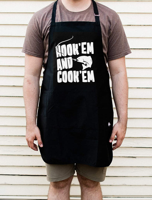 ApronMen, Hook 'Em Cook 'Em BBQ Grill Adjustable Apron for Men, One Size