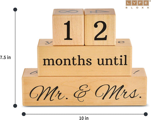 Solid Maple Wood Wedding Countdown, Baby Arrival & Anniversary Blocks - Engagement Gifts for Couples - Bridal Shower Gifts - Wedding Gifts for The Couple - Anniversary for Couples - Bride Gifts