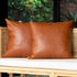 INSPIRED IVORY 18 x 18? Faux Leather Throw Pillow Covers - Set of 2 in Brown Tan - Strong Zippers, Double-Stitched, Vegan - Suits Cognac, Farmhouse, Modern - Tullulah Collection Decorative Cases