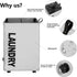 DOKEHOM Large Laundry Basket with Leather Handle on Wheels (4 Colors), Collapsible Laundry Hamper, Foldable Clothes Organizer, Folding Washing Bin (Grey, L)