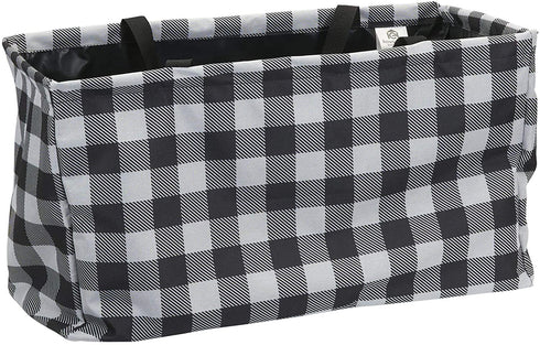Household Essentials Krush Canvas Utility Tote | Reusable Grocery Bag | Black and White Plaid