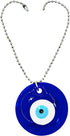 Lucky Blue Evil Eye Hanging Glass Amulet, Evil Eye Represents The All Seeing Eye of God Symbol, Glass on a Silver Chain, Beautiful Accessory for Car, Home, Great Gift - 2.4€? X 5.7€?