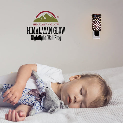 Himalayan Glow 1806 Knitted Basket Style Lamp Night Light with Pink Salt Chunks |, Perfect Gift Choice, 360 Degree Rotatable Wall Plug
