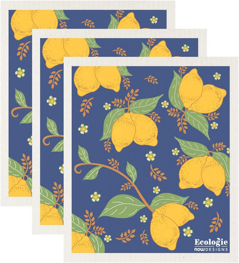 Ecologie Swedish Sponge Reusable Dishcloth, Provencal Lemons 3 Count