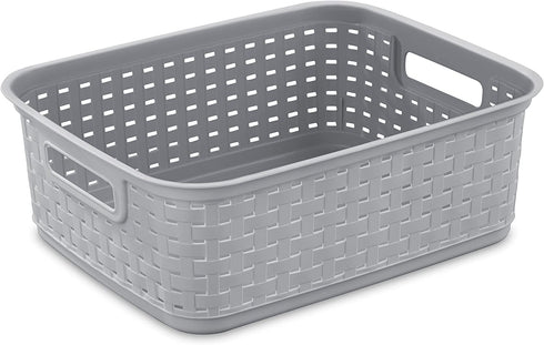 Sterilite 12726A06 Short Weave Basket, Cement, 6-Pack