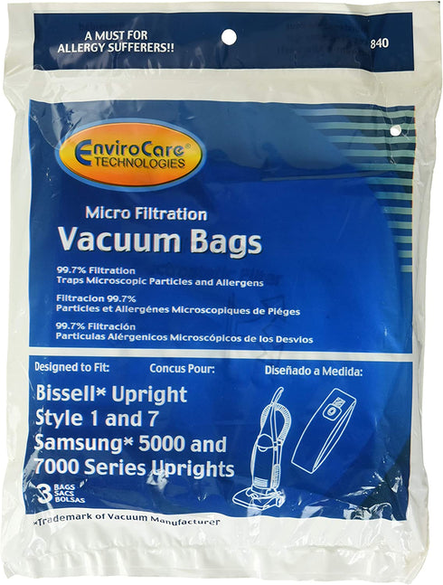 EnviroCare Replacement Micro Filtration Vacuum Cleaner Dust Bags Designed to Fit Bissell Style 1 and 7 Uprights 18 Pack