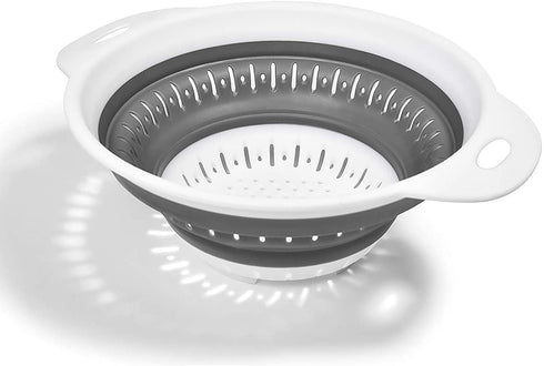 Collapsible Colander, BPA Free Silicone Food Strainer with Plastic Handles, Vegetable and Fruit Can Foldable Colander Strainer Dishwasher Safe - Large