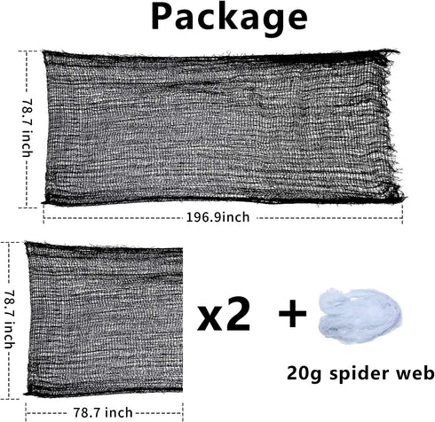 Yunfan 9.84yards x 79" Halloween Creepy Cloth + Spider Web Halloween Decorations Outdoor Indoor Party Yard Spooky Backdrops Decor Supplies for Garden,Doorways,Haunted House,Windows,Home