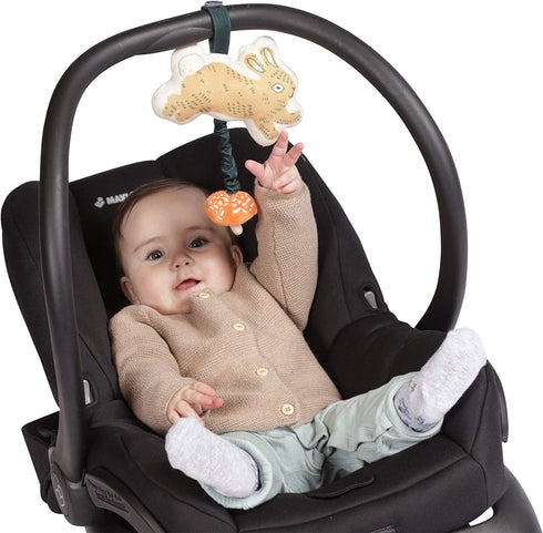 Manhattan Toy Button Bunny Brahm's Lullaby Pull Musical Toy with Baby Chime and Adjustable Fabric Loop for Carriers and Cribs