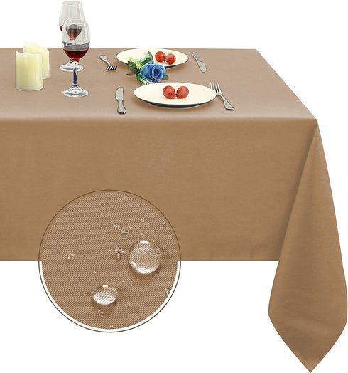 Obstal 210GSM Rectangle Table Cloth - Heavy Duty Water Resistance Microfiber Tablecloth, Decorative Fabric Table Cover for Outdoor and Indoor Use (Coffee, 60 x 84 Inch)