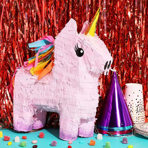 Blue Panda Small Unicorn Pinata for Birthday Party Supplies (13.4 x 15.5 x 4.6 Inches)