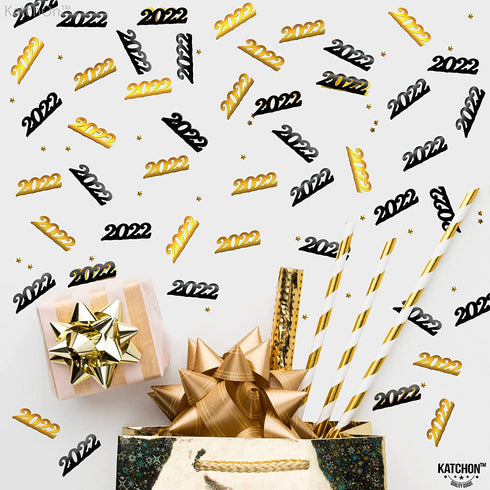 Black and Gold Graduation Confetti 2022 - 1.8 Ounce | Class of 2022 Confetti Graduation Decorations | Class of 2022 Decorations | Graduation Table Decorations | Graduation Centerpieces for Tables 2022