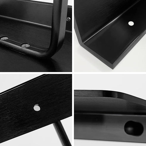 UDENIS Toilet Paper Roll Holder with Phone Shelf Wall Mounted for Bathroom Washroom Hotel Black Sturdy Anti-Rust Aluminum Brushed Finish with Stuff Shelf Tissue Organizer