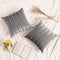 MIULEE Decorative Velvet Throw Pillow Covers Soft Solid Pillowcases Striped Lumbar Square Cushion Covers for Couch Sofa Bed Living Room 18x18 inch, Pack of 2, Grey