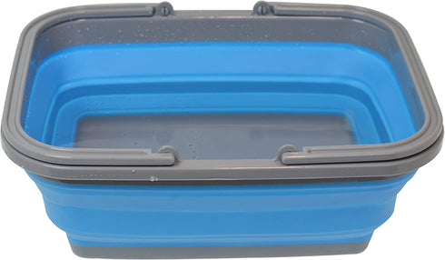 Southern Homewares Collapsible Silicone Market Shopping Basket Tote with Handles, Blue