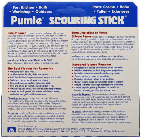 PUMIE Scouring Stick, (4 pack) Heavy Duty, HDW, Removes Stains, Hard Water Rings, Rust and Paint, Carbon Buildups, (4 Pack)